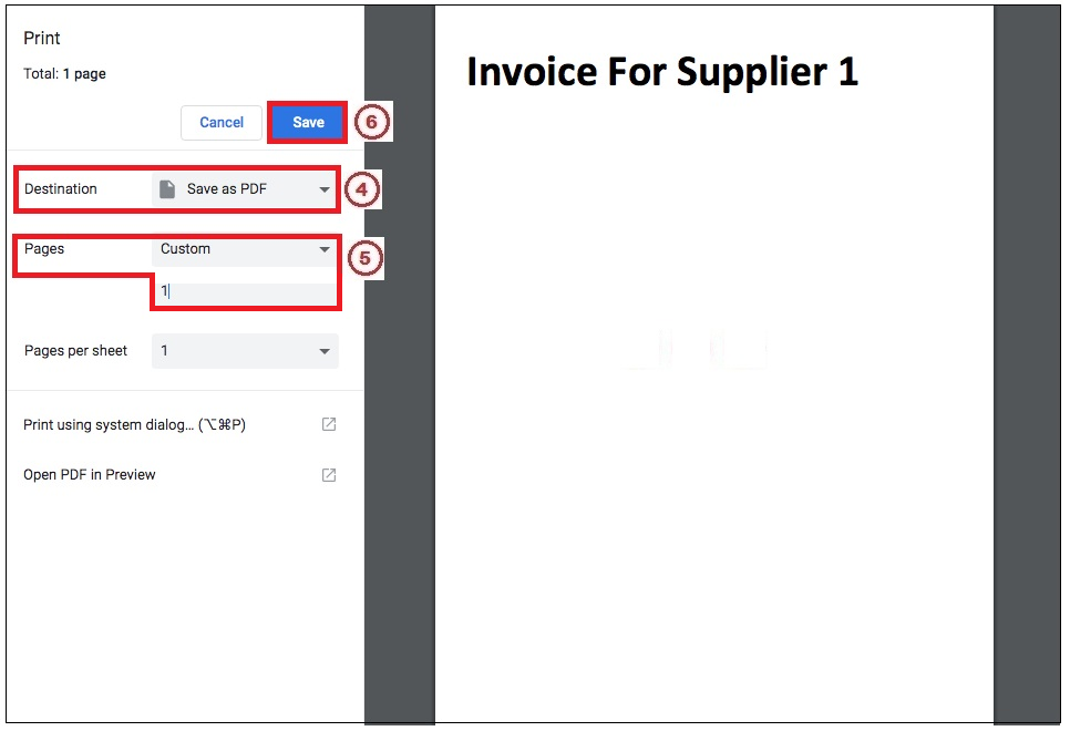 Using google chrome on a mac to separate a multiple page pdf invoice 